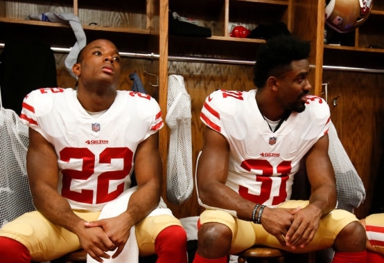 Matt Breida #22, Raheem Mostert #31