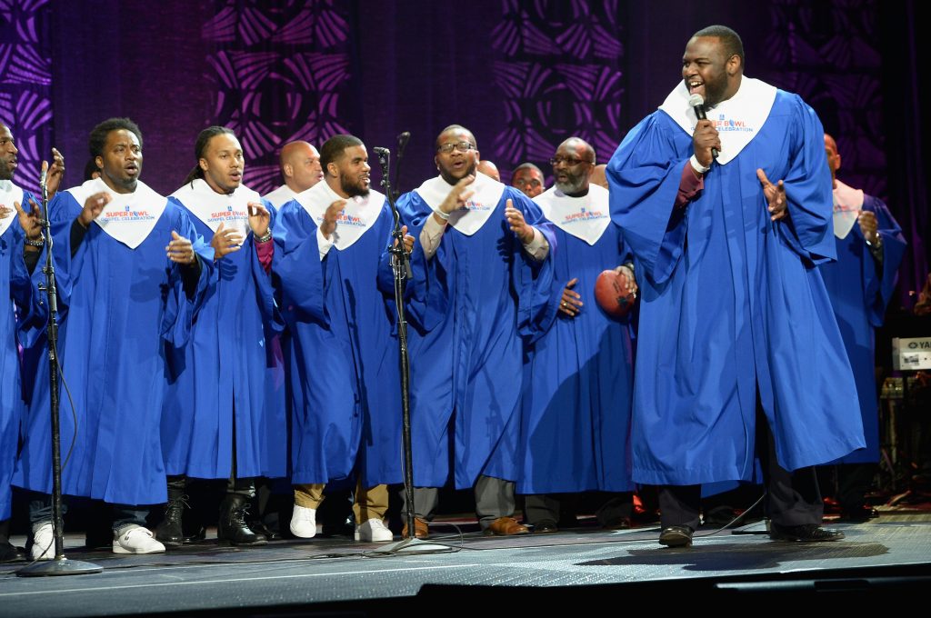 NEW YORK, NY - JANUARY 31:  Members of The NFL PLAYERS Choir perform onstage at the Super Bowl Gospel Celebration 2014 at The Theater at Madison Square Garden on January 31, 2014 in New York City.  (Photo by Rick Diamond/Getty Images for Super Bowl)